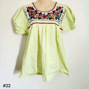 Mexican Indigenous hand embroidered blouse